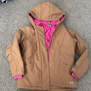 Carhartt Kids Tan Jacket with Pink Lining